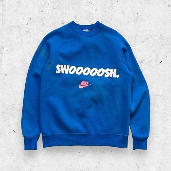 Vtg 80s 90s Nike Swoosh Big Logo Raglan Sweatshirt, Grey Tag USA, M Just Do It - Picture 1 of 8
